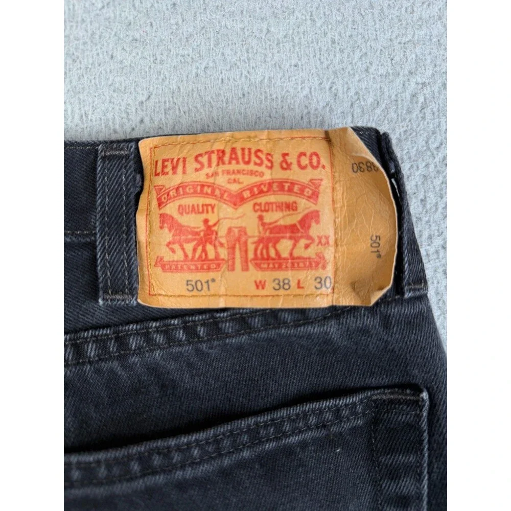 LEVI'S 501 Jeans Mens 38 x 30 Black Work Farm Streetwear Western Cowboy